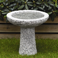 Fuglebad rund på sokkel Ø45 cm, lysegrå granit 